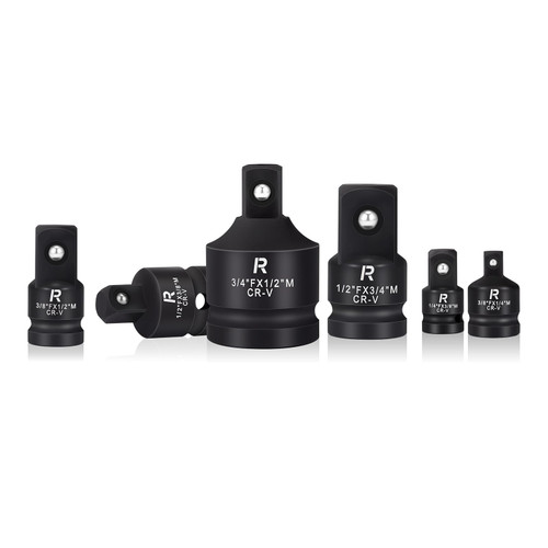 Reniteco 6 Piece Impact Socket Adapter Set, 1/4" 3/8" 1/2" 3/4" Drive Socket Reducer Set with Durable Case, CR-V, Reducer Converter Impact Adapter Set for Impact Driver Conversions