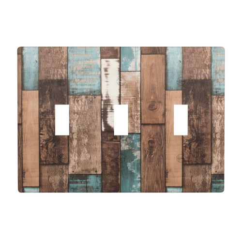 Rustic Farmhouse Blue Brown Wood Barn Door Decor Print Light Switch Plate Cover Plastic Wall Plates (Triple Gang Toggle Switch) Rustic Farmhouse Blue Brown Wood Barn Door Decor Print Light Switch Plate Cover Plastic Wall Plates (Triple Gang Toggle Switch)
