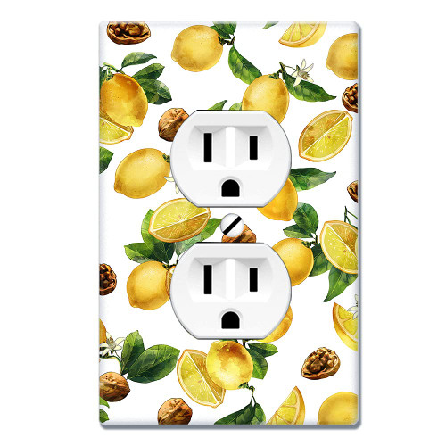 WIRESTER Duplex Outlet Cover Wall Plate/Switch Plate - Lemon Leaf Walnuts