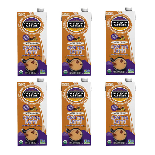 Oregon Chai Salted Caramel Chai Tea Latte Concentrate, 32 Fl Oz (Pack of 6)