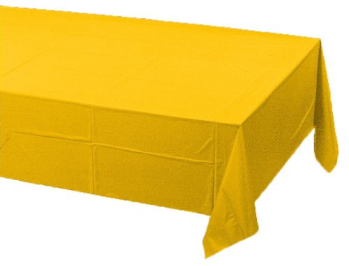 Creative Converting Touch of Color Plastic Lined Table Cover, 54 by 108-Inch, School Bus Yellow