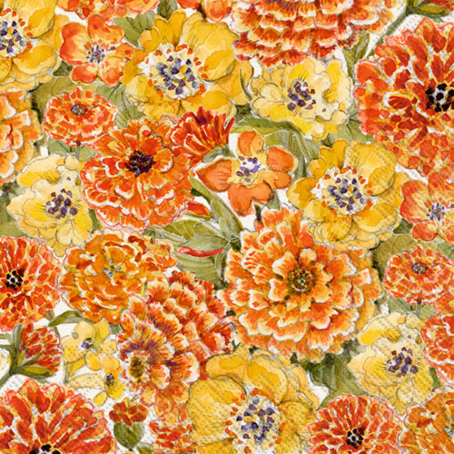 Yellow and Orange Floral Party Napkins- 40 Count | 2 Packs of 20CT Cocktail Napkins | Tabea Design