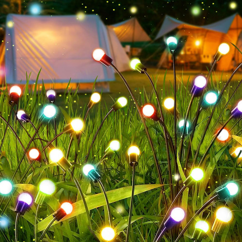 Outdoor Solar Firefly Garden Lights - Outdoor Solar Decorative Lights 4Pack 32LED Waterproof,Firefly Lights Starburst Swaying in The Wind,Vibrant Lights Applicable to Decoration Garden?Multi Color)