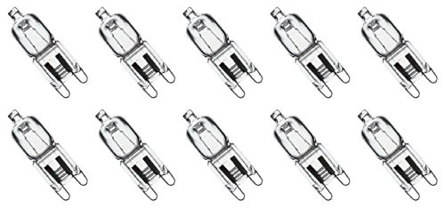 10 Pack Clear Lense Dimmable Q50/G9/CL/120V G9 JCD 50 Watt 120 Volt T4 JD Type Halogen House Hold Light Bulb Hanging Pendant Accent G9 JCD Round Pin Spot Down Lamp Chandelier Sconce 50W 120V Lighting