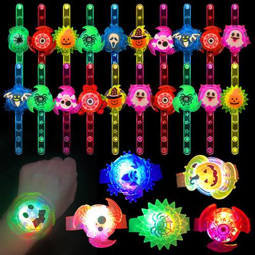 JoFAN 24 Pack Halloween LED Fidget Spinner Bracelets Light Up Toys for Kids Boys Girls Halloween Party Favors Halloween Treat Bags Gifts JoFAN 24 Pack Halloween LED Fidget Spinner Bracelets Light Up Toys for Kids Boys Girls Halloween Party Favors Halloween Treat Bags Gifts