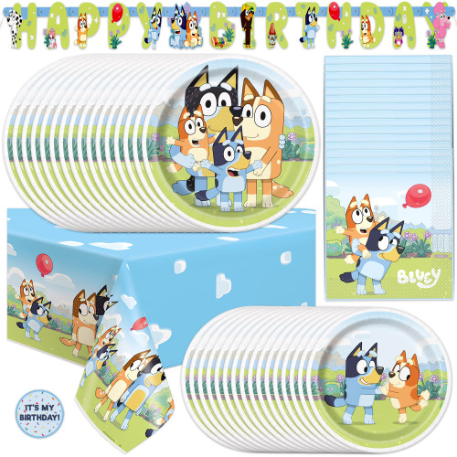 Unique Bluey Birthday Party Supplies | Serves 16 Guests | Bluey Party Supplies | Bluey Party Decorations | Banner, Table Cloth, Dinner & Cake Plates, Napkins, Sticker | Officially Licensed Unique Bluey Birthday Party Supplies | Serves 16 Guests | Bluey Party Supplies | Bluey Party Decorations | Banner, Table Cloth, Dinner & Cake Plates, Napkins, Sticker | Officially Licensed