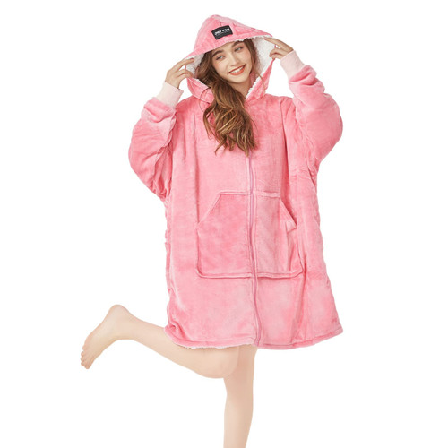 JOYWOO Wearable Blanket Hoodie, Oversized Hoodie Sweatshirt Blanket for Adults Women Men, Gift, Cozy and Fuzzy Sherpa Hoodie Blanket with Zipper and Giant Pocket Pink JOYWOO Wearable Blanket Hoodie, Oversized Hoodie Sweatshirt Blanket for Adults Women Men, Gift, Cozy and Fuzzy Sherpa Hoodie Blanket with Zipper and Giant Pocket Pink