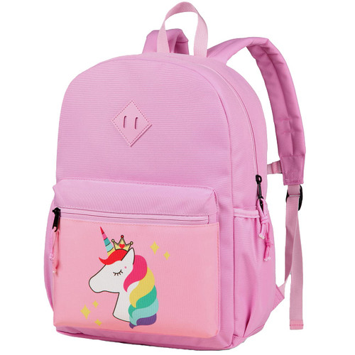 Kasqo Kids Backpack, 14" Toddler Backpack for Little Boys and Girls Kindergarten Preschool Bookbag With Chest Strap, Pink Unicorn