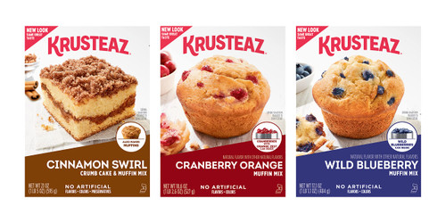 Krusteaz Muffin Mix Variety Pack, 1 Cinnamon Swirl Crumb Cake & Muffin Mix (21 oz), 1 Cranberry Orange Muffin Mix (18.6 oz), 1 Wild Blueberry Muffin Mix (17.1 oz), (3 CT)