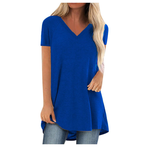 Wirziis Summer Women T-shirts Tops Plus Size Short Sleeve Casual Solid V Neck Tee Fashion Loose Fit Tunic for Leggings Wirziis Summer Women T-shirts Tops Plus Size Short Sleeve Casual Solid V Neck Tee Fashion Loose Fit Tunic for Leggings