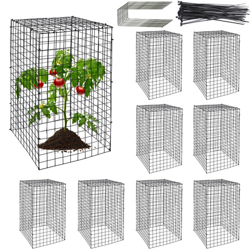 LafingKiz 8 Pcs Chicken Wire Plant Protector 20x12 Inch Garden Wire Cloche Plant Protector Cage DIY Mesh Plant Protection Cage from Rabbit Bird and Other Animals with U Staple Zip Tie LafingKiz 8 Pcs Chicken Wire Plant Protector 20x12 Inch Garden Wire Cloche Plant Protector Cage DIY Mesh Plant Protection Cage from Rabbit Bird and Other Animals with U Staple Zip Tie
