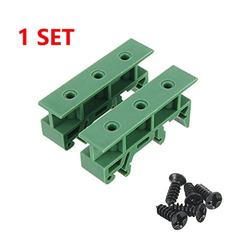 Sysly 2 Sets PCB DIN Rail Mounting Adapter Circuit Board Mounting Bracket Holder Carrier Clips, for 35mm, 15mm DIN rail (Green) (3 PCS)