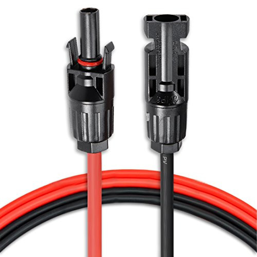 Awclub 4 Feet 12AWG MC4 Solar Adaptor Cable Solar Panel Extension Cable Wire MC4 Connector Solar Extension Cable with MC4 Female and Male Connectors (4FT Red + 4FT Black)