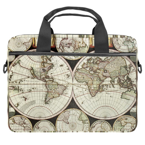 Vintage World Map Laptop Bag Messenger Shoulder Bag Briefcase Sleeve Carrying Handbag 13.4-14.5 inches