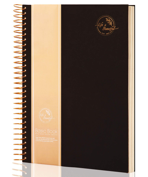 Yoment Hardcover Spiral Notebook 150 Sheets 3 Subject Large College Ruled Notebook for Office Meeting Notebook College Essentials Composition Notebook Wire Bound Journal School Supplies, Black