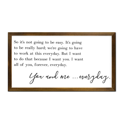 Arupkeer Large Above Bed Sign You and Me Everyday Framed Wood Sign The Notebook Home Decor Movie Quote Custom Wall Art Love Sayings
