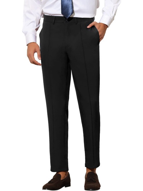 Lars Amadeus Black Dress Pants for Men's Tapered Solid Color Slim Fit Pleated Front Trousers 38