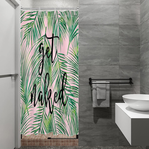 LB Get Naked Palm Leaf Shower Curtain Decor,Tropical Green Leaves Plant Botanical on Pink Shower Curtains for Bathroom 48X68 inch Polyester Fabric Bathroom Decoration Bath Curtains Hooks Included LB Get Naked Palm Leaf Shower Curtain Decor,Tropical Green Leaves Plant Botanical on Pink Shower Curtains for Bathroom 48X68 inch Polyester Fabric Bathroom Decoration Bath Curtains Hooks Included