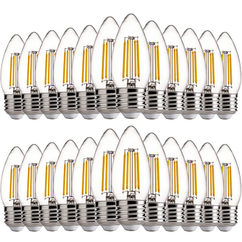 FLSNT LED Candelabra Light Bulbs 60W Equivalent E26 Base, Dimmable B11 LED Chandelier Light Bulbs, 2700K Soft White, 24 Pack