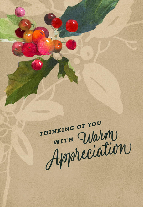 Hallmark Business 25 Pack Bulk Employee Holiday Cards (Warm Appreciation Holly)