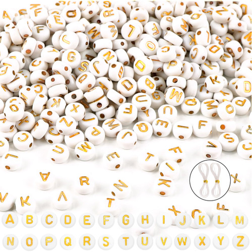 DIYDEC 1000pcs Round Letter Beads Acrylic Gold Alphabet Beads 4x7 mm White Letter Beads with Crystal Line for Friendship Bracelets Jewelry Making DIY Crafts Gifts DIYDEC 1000pcs Round Letter Beads Acrylic Gold Alphabet Beads 4x7 mm White Letter Beads with Crystal Line for Friendship Bracelets Jewelry Making DIY Crafts Gifts