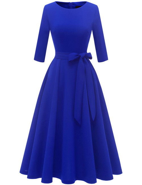 DRESSTELLS Vintage Tea Dress for Women, 1950s Cocktail Party Dresses, Modest Bridesmaid Dress for Wedding Guest, 3/4 Sleeve Plus Size Church Dress, Fit Flare Prom Dress RoyalBlue 2XL DRESSTELLS Vintage Tea Dress for Women, 1950s Cocktail Party Dresses, Modest Bridesmaid Dress for Wedding Guest, 3/4 Sleeve Plus Size Church Dress, Fit Flare Prom Dress RoyalBlue 2XL