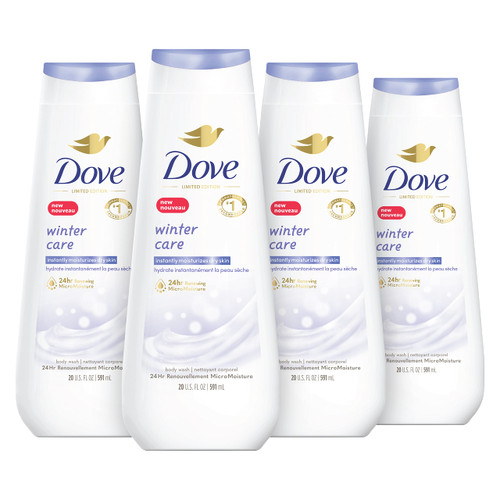 Dove Limited Edition Body Wash Winter Care 4 Count for Renewed, Healthy-Looking Skin with 24hr Renewing MicroMoisture Gentle Skin Cleanser Instantly Moisturizes Dry Skin 20 oz Dove Limited Edition Body Wash Winter Care 4 Count for Renewed, Healthy-Looking Skin with 24hr Renewing MicroMoisture Gentle Skin Cleanser Instantly Moisturizes Dry Skin 20 oz