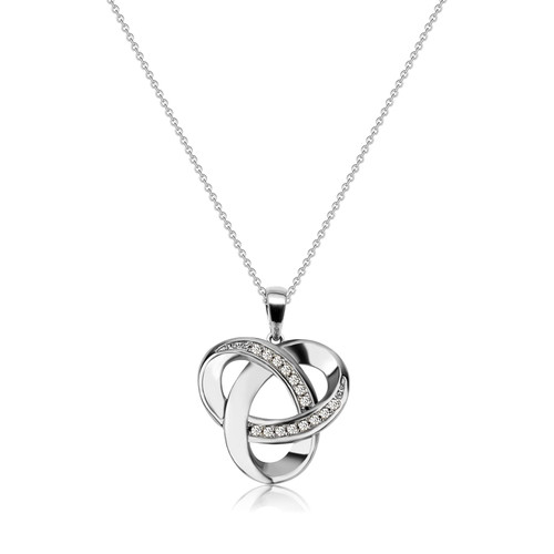 Alsanix Love Knot Necklace,Sterling Silver Diamond Accent Love Knot Pendant Necklace,Forever Love Knot Infinity Necklace for Women