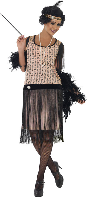 Smiffys womens 1920s Coco Flapper Adult Sized Costumes, Pink, L - US Size 14-16