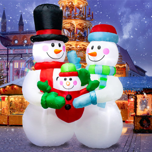 luxfcup 8FT Christmas Inflatable Snowman Family Inflatables Decoration with LED Lights Outdoor Yard to Blow Up Decorations