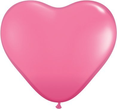 Qualatex Rose Pink 6" Latex Hearts Balloons x 100