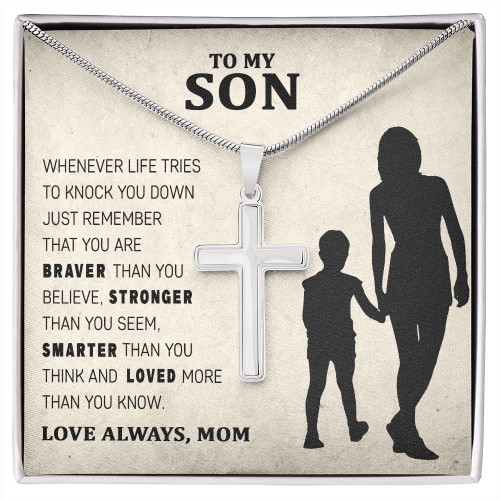 MDPrints 925 Sterling Silver Cross Necklace To My Son Necklace, Mother Son Necklace, Christmas Gifts from Mom to Son (Son 88) MDPrints 925 Sterling Silver Cross Necklace To My Son Necklace, Mother Son Necklace, Christmas Gifts from Mom to Son (Son 88)
