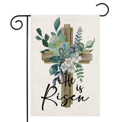LHSION He Is Risen Garden Flag 12.5 x 18 Inch Happy Easter Cross Religious Decorative Double Sided Burlap Flag for Spring Easter Farmhouse Yard Holiday Decoration LHSION He Is Risen Garden Flag 12.5 x 18 Inch Happy Easter Cross Religious Decorative Double Sided Burlap Flag for Spring Easter Farmhouse Yard Holiday Decoration