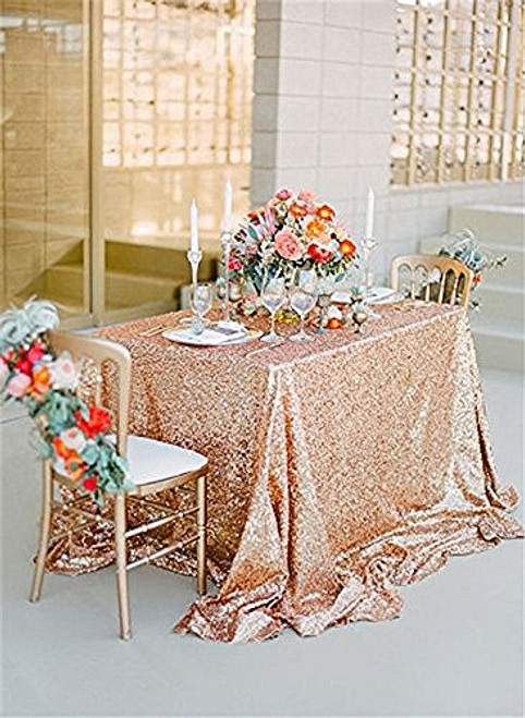 B-COOL 90"x90" Rectangle Rose gold Sequin Tablecloth, Square Sequins Table Linen Square tablecloth B-COOL 90"x90" Rectangle Rose gold Sequin Tablecloth, Square Sequins Table Linen Square tablecloth