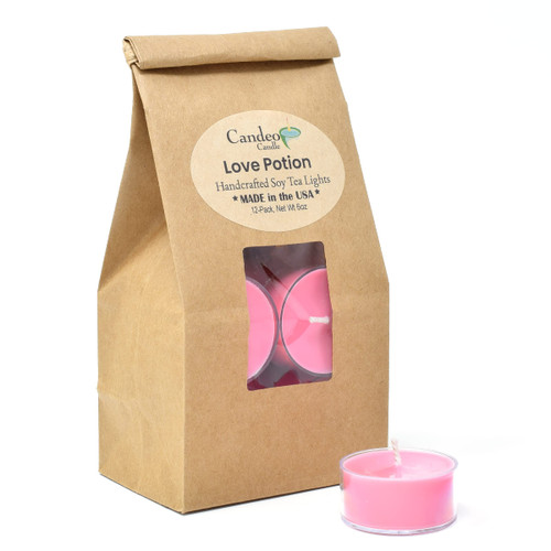 Candeo Candle Love Potion Scented - Soy Tealight Candles, 12 Pack - Highly Scented - Handmade in The USA Summer Scents