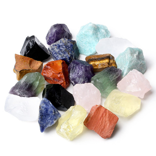 MAIBAOTA Natural Chakra Crystals Bulk Raw Healing Crystal Stones 1" Raw Rough Gemstones Rocks for Tumbling Polishing Cutting Reiki Witch Quartz Crystals