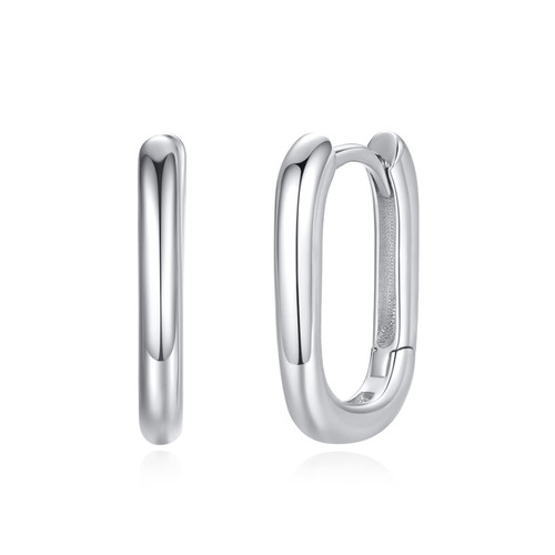 Lavishe Rhodium Plated 925 Sterling Silver Simple Oblong Hoop Earrings Oval Rectangular Chunky Hoops for Women Lavishe Rhodium Plated 925 Sterling Silver Simple Oblong Hoop Earrings Oval Rectangular Chunky Hoops for Women