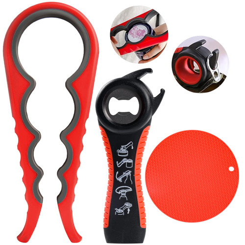 Jar Opener - Jar Opener for Seniors with Arthritis Multi Jar Opener for Weak Hands, 5-in-1 Bottle Opener 4-in-1 Non Slip Jar Lid Opener Gripper Pad Jar Opener - Jar Opener for Seniors with Arthritis Multi Jar Opener for Weak Hands, 5-in-1 Bottle Opener 4-in-1 Non Slip Jar Lid Opener Gripper Pad