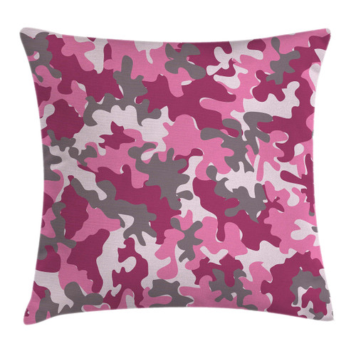 Ambesonne Camo Throw Pillow Cushion Cover, Pattern in Pink Tones Feminine Design Girlish Vibrant, Decorative Square Accent Pillow Case, 24" X 24", Pink Magenta