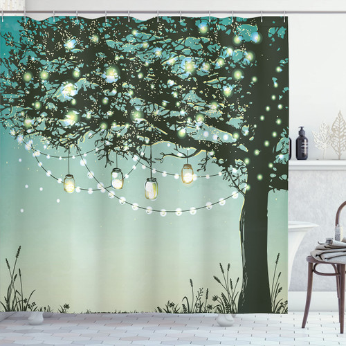 Ambesonne Magic Shower Curtain, Romantic Tree Branch Nature Garden Backyard Party Theme Illustration Print, Cloth Fabric Bathroom Decor Set with Hooks, 69" W x 70" L, Yellow and Green Ambesonne Magic Shower Curtain, Romantic Tree Branch Nature Garden Backyard Party Theme Illustration Print, Cloth Fabric Bathroom Decor Set with Hooks, 69" W x 70" L, Yellow and Green