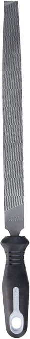 Nicholson Flat Hand File with Ergonomic Handle (Carded), American Pattern, Double Cut, Rectangular, Coarse, 10' Length
