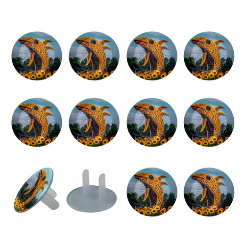 Outlet Plug Covers 24 Pack, Sunflower Dolphin Plug Protector, 2-Prong Round Plastic Plugs for Electrical Power Outlets, Electrical Insulation
