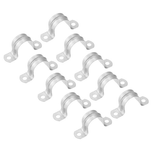 uxcell Rigid Pipe Strap, 24pcs 1 Inch (25mm) Two Hole Strap U Bracket Zinc Plated Steel Tension Tube Clip Clamp for Pipe Fixing