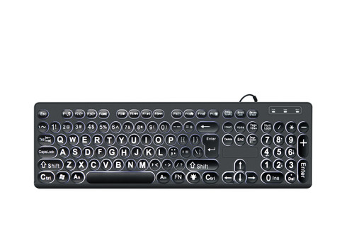 MCSaite Wired Backlit USB Keyboard - 104 Keys Standard Full Size with White LED Large Letter Print Keyboard for Windows Desktop, Laptop, PC