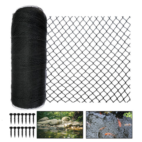 Meanchen Pond Netting 14 X 14 FT,Pool Cover Net,Pond Netting for Leaves Protects Koi Fish from Birds, Cats and Predators,Black