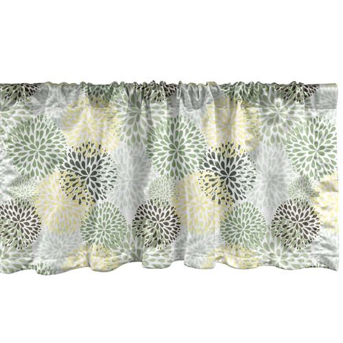 Lunarable Floral Window Valance, Modern Floral Ornate Petals Flourish Traditional Springtime Garden Leaves, Curtain Valance for Kitchen Bedroom Decor with Rod Pocket, 54" X 12", Yellow Brown