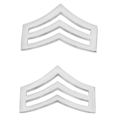 Smith & Warren 3/4" H x 1" W Sergeant Chevron Collar Brass Rank Insignia Silver Finish Police Military Uniform Pin