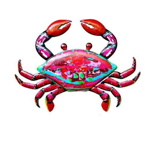 Bobuluo Metal Crab Wall Art Decor for Outdoor Indoor, 9.84in Nautical Hanging Art Sculpture Stained with Metal for Aquarium Garden Swimming Pool Patio Balcony Bathroom (Red)