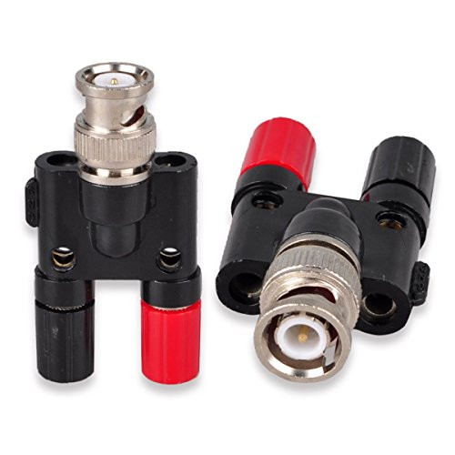 Conwork BNC Male Plug to 2 x 4mm Dual Banana Female Jack Socket Binding Post RF Coax Coaxial Splitter Connector Adapter (2-Pack)