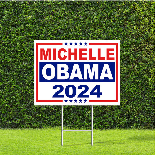 DesignThatSign Michelle Obama 2024 Red White & Blue Yard Sign with Metal H Stake
